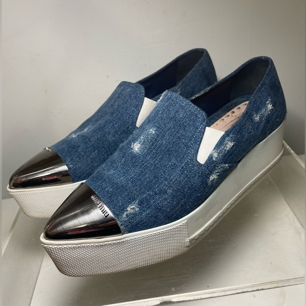 Miu Miu Wedges Snearkers Sz 37 Made In Italy - image 3